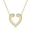 wholesale S925 Sterling Silver Women's Sand Gold Heart Pendant Necklace, Golden Heart Design, Hot-Selling Export Item, Big Brand Same Style Jewelry-0-0