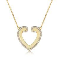 wholesale S925 Sterling Silver Women's Sand Gold Heart Pendant Necklace, Golden Heart Design, Hot-Selling Export Item, Big Brand Same Style Jewelry-Gold>925 silver