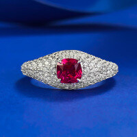 wholesale Metal: 925 Sterling Silver New Zhuo Zhifan Jewelry fashion full-set 5*5mm pigeon blood red exquisite niche row ring daily style-R1018 Pigeon Blood Red No. 7