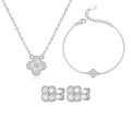 wholesale 925 Sterling Silver Four-Leaf Clover Bracelet with Ice-Cut High-Carbon Diamonds, Ins-Style Niche Premium Lucky Necklace-0-4