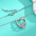 wholesale S925 Sterling Silver Moissanite Kitty Cat Pendant with a Movable Heart Pendant, Minimalist Design Versatile Necklace-0-2