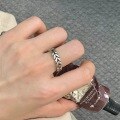 wholesale Vintage sterling silver S925 oxidized wheat-stitched open ring for women, Korean ins style stackable-0-4