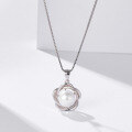 wholesale S925 Sterling Silver Korean Sweet Creative Floral Clavicle Necklace with Freshwater Pearl Pendant for Women Wholesale-0-2