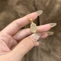 wholesale Sterling Silver Gilded Jade Leaf White Chalcedony Gourd Necklace for Women, New Chinese Style Minimalist Elegant Fulu Pendant-0-5