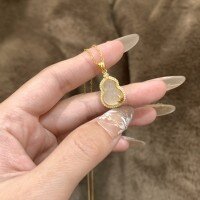 wholesale Sterling Silver Gilded Jade Leaf White Chalcedony Gourd Necklace for Women, New Chinese Style Minimalist Elegant Fulu Pendant-Gold 925 silver