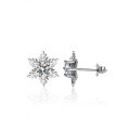 Sterling Silver Snowflake Earrings with Moissanite for Women-0-3