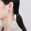 wholesale S925 Sterling Silver Korean Style Sweet and Edgy Heart Throb Chain Tassel Long Hoop Earrings, Internet Famous Hot Selling-0-3