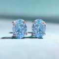 wholesale Sterling Silver New 6*8mm Aquamarine Zircon Earrings for Women, Cross-Border Ins Best-Seller-0-0