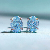 wholesale Sterling Silver New 6*8mm Aquamarine Zircon Earrings for Women, Cross-Border Ins Best-Seller-E010 Sea Blue 925 Silver