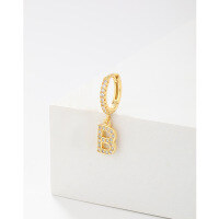 wholesale 925 Sterling Silver Amazon Cross-border Single Alphabet Earrings for Women, Fashion Hoop Ear Cuff, Versatile Ear Accessories-B single>925 silver