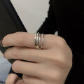 wholesale S925 Sterling Silver Korean Style Ins Minimalist Multi-Layer Hollow Open Adjustable Ring Unisex-0-3