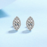 wholesale S925 Sterling Silver Ear Studs 1 Carat Oval Moissanite Simple and Fashionable Gift for Girlfriend Best Friend Wholesale in Stock-5MM zircon 925 silver