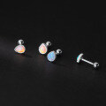 wholesale S925 Silver Korean Style Minimalist Threaded Teardrop Synthetic Opal Stud Earrings for Elegant Women M01942-0-1