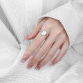 wholesale S925 Sterling Silver Irregular Small Square Open Heart Edge Ring, Korean Version Ins Minimalist Style Elegant Temperament-0-2