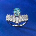 wholesale Metal 925, new high-carbon diamond ring set with 6*8 Paraiba infor women, available for drop shipping-0-2