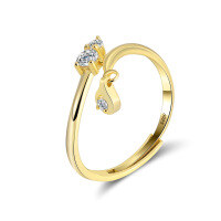 wholesale 925 Sterling Silver Geometric Zircon Jewelry For Women-925 sterling silver, 14K gold, adjustable opening, 1.41g 925 silver