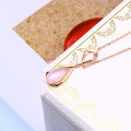 wholesale S925 silver 20-year summer new trendy romantic cherry blossom pink crystal necklace for women, fashionable and elegant collarbone chain earrings-0-0