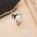 wholesale S925 Sterling Silver Halloween Hollow Pumpkin Head Adjustable Open Ring For Women-0-4