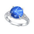 wholesale S925 Silver European and American Luxury Design High-End Ring with Lab-Created Six-Ray Star Ruby and Sapphire-0-3