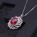 wholesale S925 Silver Cultured Ruby Necklace European and American Personalized Design Style Princess Classic Crystal Gemstone Pendant-0-2
