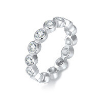 wholesale S925 Silver Moissanite Luxury Set Closed Ring, Breaking Through the Cocoon, Cross-border Amazon Best-Seller Factory Wholesale-White gold 2.5mm zircon 9