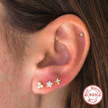wholesale S925 Sterling Silver Single Cross Diamond-Studded Threaded Ear Stud,Ins。-0-1