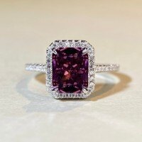 S925 Sterling Silver 7x9mm Radiant Cut High-Carbon Zircon Ring for Women, Direct from Manufacturer.-Carmine Red - CBJZ333  No. 7