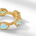 wholesale S925 Sterling Silver Gold-Plated Japanese Light Luxury Minimalist Geometric Opal Ring for Women, Unique Niche Ring Band Manufacturer Wholesale-0-4