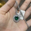 S925 Silver 4ct Lab-Grown Sapphire Heart 10mm Necklace-0-3