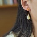 wholesale 925 silver with certificate new Chinese antique style jade earrings, Hetian jade ear accessories, plum blossom water-drop jade long earrings-0-3