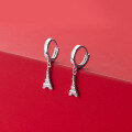 wholesale S925 Silver Eiffel Tower Diamond Stud Earrings, Korean Style Short Minimalist Earrings for Girls E2964-0-0