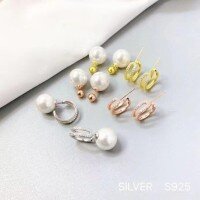 wholesale S925 Sterling Silver Pearl Multi-Way Earrings, Fashionable and Exquisite Versatile Accessories for Daily Wear and Gift Giving-Platinum 925 silver