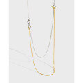 wholesale S925 Sterling Silver 409 Korean Version Ins Small and Minimalist Design Double-Layer Collarbone Chain Necklace for Women with OT Buckle and Color Contrast-0-0
