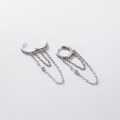 wholesale S925 silver circular chain tassel ear clip Korean style personalized women's double-layer minimalist earrings M02092-0-4