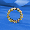 wholesale S925 Silver Gold-Plated Gear 4mm Round Diamond Row Ring, Hot-Selling on AliExpress for Cross-Border Sales-0-1