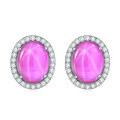 wholesale S925 Silver Cultivated Star Ruby and Sapphire Light Luxury Earrings, Exquisite Micro-Set Gemstone Stud Earrings-0-4