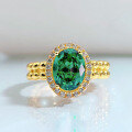 wholesale S925 Silver New Women's Simulated 2-Carat Emerald Ring with High-Carbon Diamond, Unique Design and Elegant-0-5