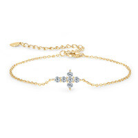 S925 Sterling Silver Four-Leaf Clover Moissanite Bracelet for Women-Classic cross bracelet [K gold]  925 silver