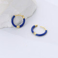 wholesale 925 Sterling Silver Small Batch Cobalt Blue Enamel Hoop Earrings for Women,。-0-5