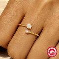 wholesale S925 Sterling Silver Bow Moon Colored Diamond Open Ring,-0-3