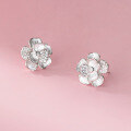 wholesale S925 Sterling Silver Fresh and Sweet Ins Style Designer Diamond Sandblasted Double-Layer Flower Earrings M06711-0-2