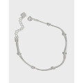 wholesale S925 Sterling Silver ST061 Korean Style Fashion Simple and Chic Round Bead Snake Chain Bracelet-0-0