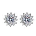 S925 Silver D Color Moissanite Sunflower Stud Earrings-0-3
