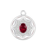 wholesale Metal: 925 Sterling Silver Egg-shaped 6*8 Pendant with 15ct High-end Versatile Lab-grown Gemstone Necklace for Women-Cultivated Ruby 6*8; G11 [P3332]  Single Pendant (excluding clasp and chain)
