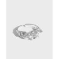 wholesale S925 Sterling Silver Korean Version INS Niche Design Irregular Concave-Convex Surface Textured Open Ring for Women-0-0