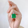 wholesale Metal: 925 Silver, Zoff Jewelry New Square 15*15 Emerald Simulant Pendant with Beveled Edges European and American Lucky Necklace-0-1