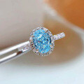 wholesale S925 Silver New High Carbon Zircon 1-Carat Oval Aquamarine 6*8 Radiant Ring by Zhuozhifan Jewelry-0-1