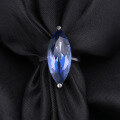 wholesale S925 Sterling Silver Iolite Blue Crystal Ring, High-End European and American Fashion Gemstone Ring-0-2
