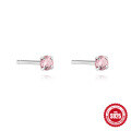 wholesale S925 Sterling Silver small elegant colorful diamond stud earrings for daily wear and ear care-0-8