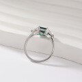 wholesale S925 Classic Cultivated Zambian Small Octagon 2ct Emerald Ring Cross-Border E-Commerce Ready Stock Wholesale-0-2